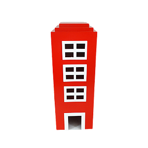 Prédio 3 Janelas Modelo 2 Decorativo Festas MDF Vermelho