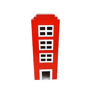 Prédio 3 Janelas Modelo 2 Decorativo Festas MDF Vermelho