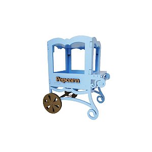 Mini Carrinho De Pipoca Azul Bebê Decoração Festa Circo MDF