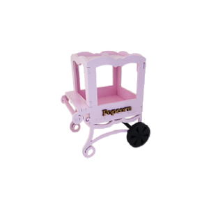 Mini Carrinho De Pipoca Rosa Bebê Rodas Preta Festa Circo MDF