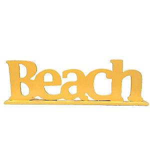 Palavra Beach Mdf Amarelo Decorativa Festa Praia