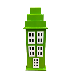 Prédio G 4 Janelas Decorativo Festas MDF Enfeite Verde