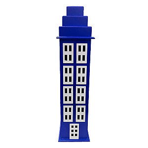 Prédio GG 8 Janelas Decorativo Festa MDF Enfeite Azul Royal