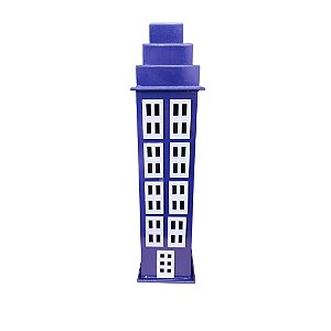 Prédio GG 8 Janelas Decorativo Festa MDF Enfeite Azul Royal