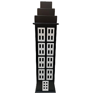 Prédio GG 8 Janelas Decorativo Festas MDF Enfeite Preto