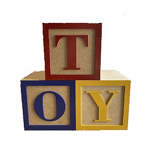 Trio Cubos Mdf Toy 15x15 Colorido Decorativo Festa Letras