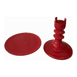 Prato Mosaico Pé Torneado Só Boleiras 19,5X22 Vermelho