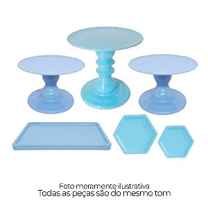 Kit Comemore Só Boleiras Azul Claro Candy 5 Pcs Decoração