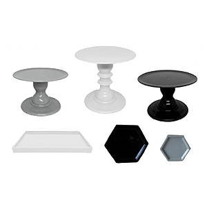 Kit Comemore Só Boleiras Preto Cinza Branco 5 Pcs Decoração