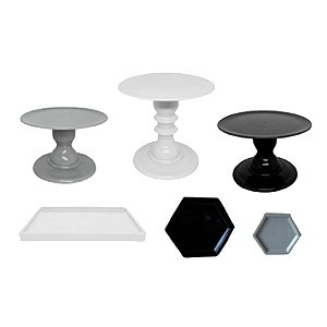 Kit Comemore Só Boleiras Preto Cinza Branco 5 Pcs Decoração