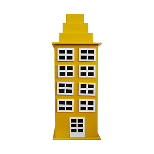 Prédio 8 Janelas Modelo 2 Decorativo Festas MDF Amarelo