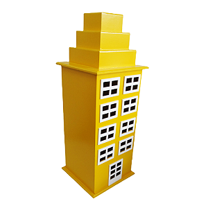 Prédio 8 Janelas Modelo 2 Decorativo Festas MDF Amarelo