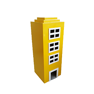 Prédio 3 Janelas Modelo 2 Decorativo Festas MDF Amarelo