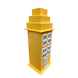 Prédio G 4 Janelas Decorativo Festas MDF Enfeite Amarelo