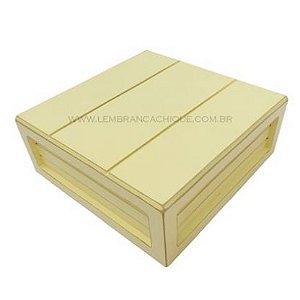 Caixote Mdf Canelado Vintage Amarelo Candy Decorativo Festa