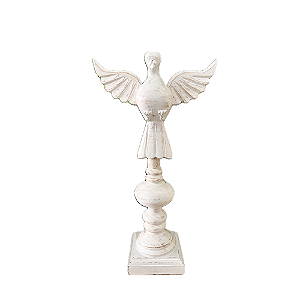 Divino Espirito Santo Madeira Base Quadrada Det Oval Branco