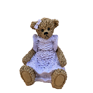 URSINHO DE RESINA SENTADA MENINA LILAS