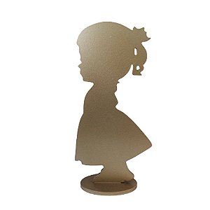 Display Menina Decorativo Chá Revelação MDF Dourado