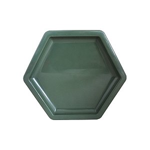 Bandeja Mosaico Sextavada Pequena Verde Musgo Decorativa