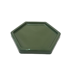 Bandeja Mosaico Sextavada Grande Verde Musgo Decorativa