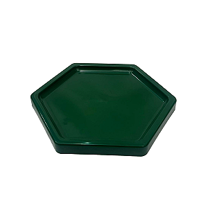 Bandeja Mosaico Sextavada Grande Verde Folha Decorativa