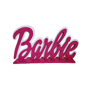 Display Palavra Barbie Mdf Pink Com Fundo Decoração Enfeite