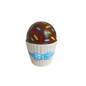 Mini Brigadeiro Laço Poa Azul Bebê Decorativo Cerâmica Festas