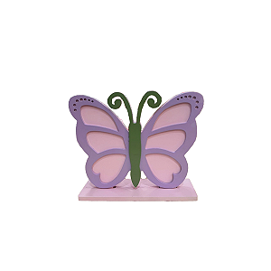 Display Pequeno Borboleta Mdf Rosa Com Lilás Decorativo