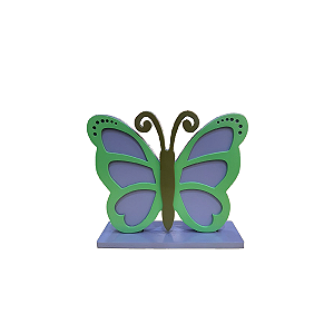 Display Pequeno Borboleta Mdf Lilás Com Verde Candy Festa