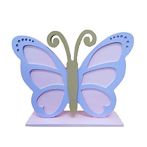 Display Grande Borboleta Mdf Rosa Bebê Com Lilás Decorativo