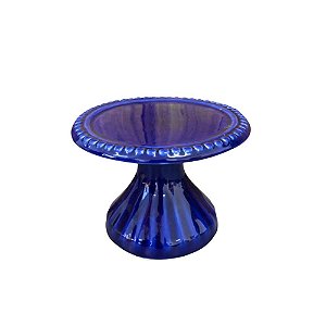 Mini Prato Bolinha Azul Marinho Porcelana Decorativa