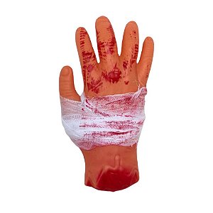 Mão Plástica Com Atadura e Sangue Decepada Halloween