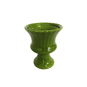 Vaso Espanha Pequeno Porcelana Verde Limão Decorativo Flores