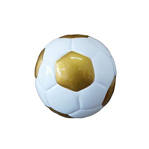 BOLA DE FUTEBOL CERAMICA BRANCO E DOURADO