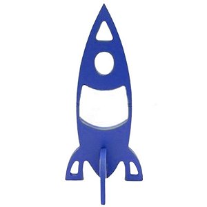 Foguete Azul Marinho Grande Decoração MDF Astronauta
