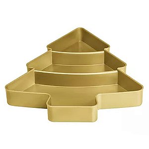 Petisqueira Plástica Árvore De Natal Dourado Decorativo