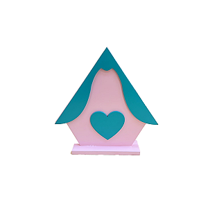 CASINHA MDF PEQ ROSA COM VERDE AGUA