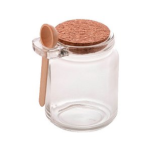 POTE DE VIDRO COM ROLHA E COLHER