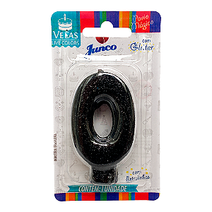 Vela Aniversário Live Colors Preto C/ Glitter Junco