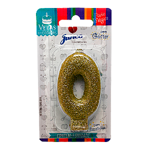 Vela Aniversário Live Colors Dourado C/ Glitter Junco