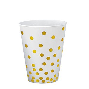 Copo De Papel Confete Ouro Reutilizável Festa 250ml 8unidades