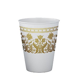 Copo De Papel Arabesco Ouro Festas 250ml 8unidades