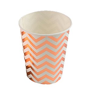 Copo De Papel Chevron Rose Gold Festas 270ml 10 unidades