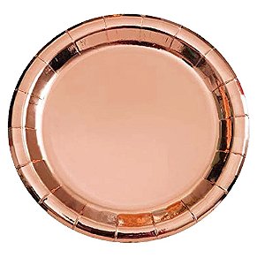 Prato De Papel Rose Gold 18Cm 8uni Decoração Festas Artlille