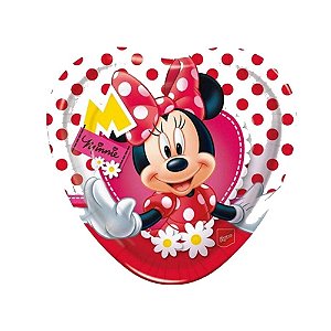 Prato De Papel Mouse Menina Coração 18Cm 8un Decoração Festas