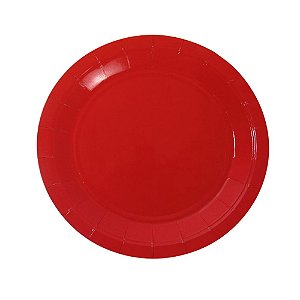 Prato De Papel Liso Vermelho 18Cm 08uni Decoração Festas