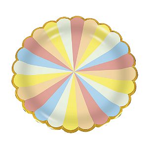 Prato De Papel Metálico Colorido Candy 18Cm 08uni Decoração