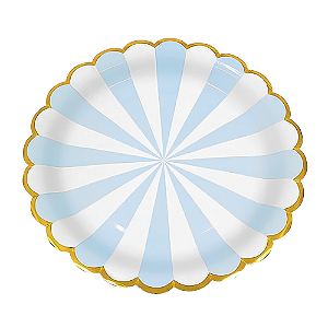 Prato De Papel Metálico Azul Candy 18Cm 08uni Decoração