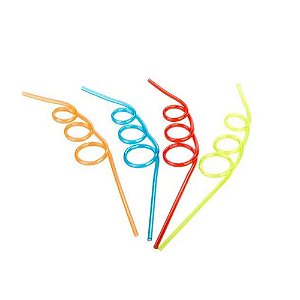 Canudo Espiral Rígido Mod 3 PVC Cores Diversas Festas