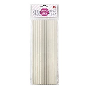 Canudo Liso Branco De Papel Decoração Festa Make+ 12unid